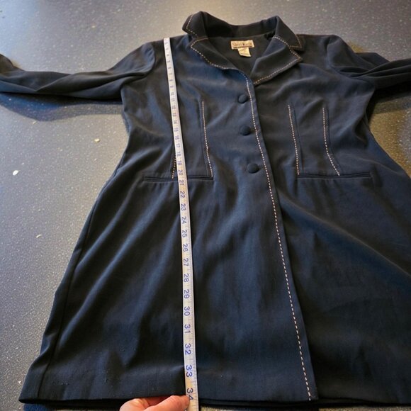 Sheri Martin New York Faux Suede Jacket Dark Green Size 14 Topstitch Blazer - Picture 11 of 16